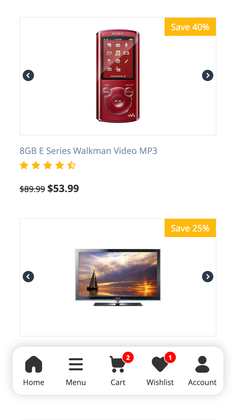 CS-Cart Mobile Menu Bar Front